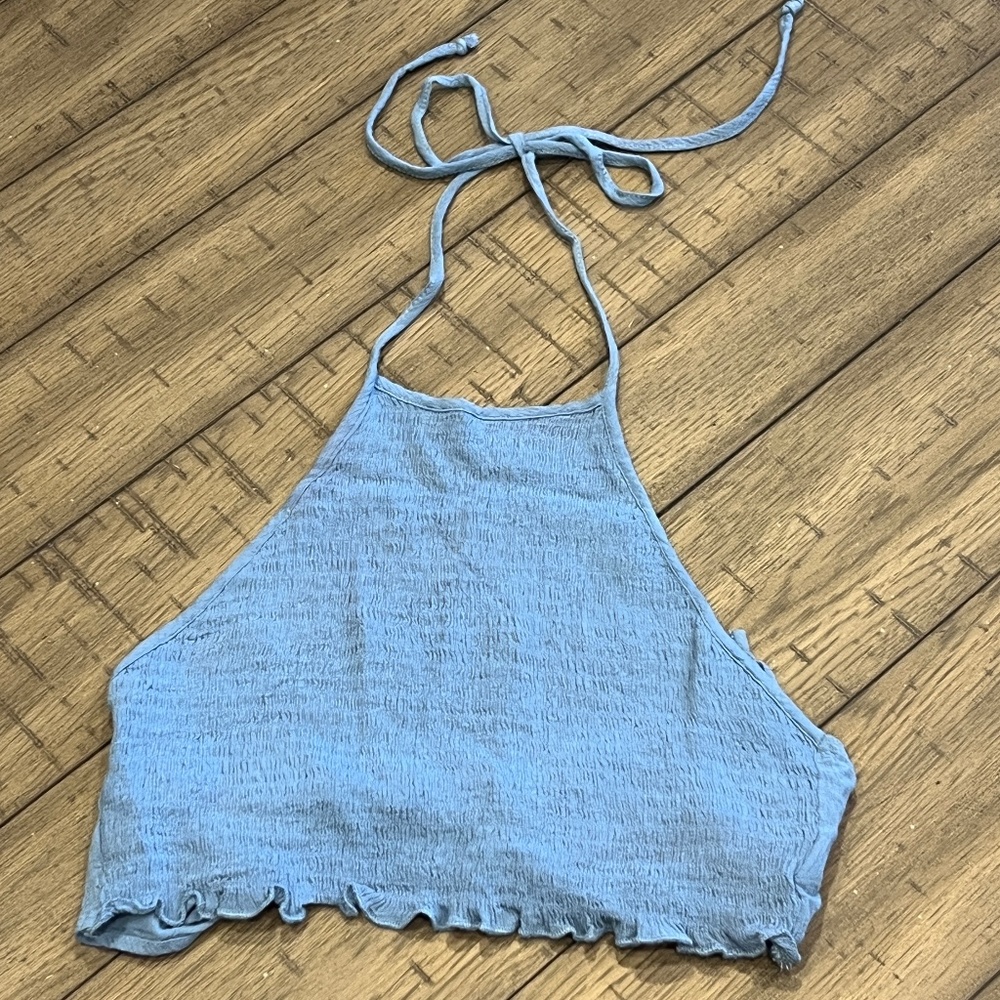 LA Hearts Pac Sun blue smocked halter top with ties XS/S